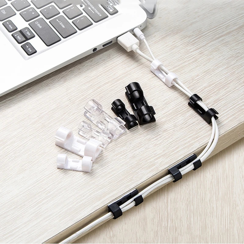 20pcs Adhesive Cable Clip Cable Manager Wire Management Organizer For Desk Office Car Home Wire Clip Clamp Self-Adhesive Sticker