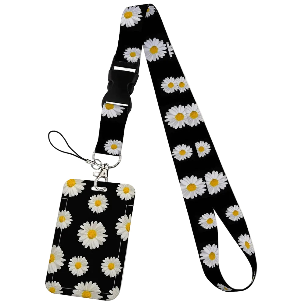 Tejesa  Flower design Lanyard Business Credit Card Holder/ Neck Strap Keychain Hang Rope ID Badge Holder