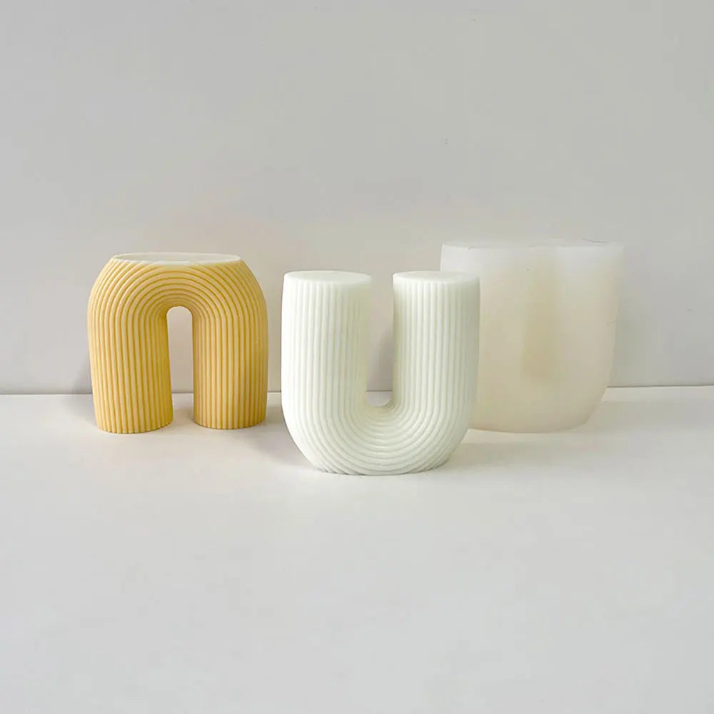 For fun Striped Arch Silicone Candle Mold U-shaped Aromatherapy Plaster Mold Soap Resin Mold Ornament Candle Making Home Decor