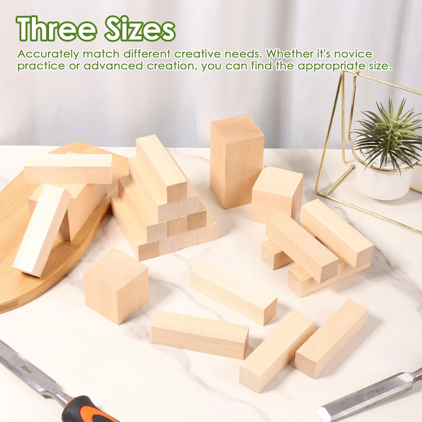 24/22Pcs Carving Wood Blocks Premium Basswood Wood Portable Unfinished Wood Carving Kit 3 Size Carving Whittling Art Supplies