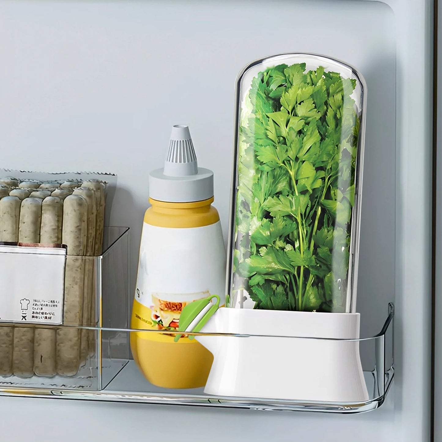 Tejesa 4/1PC Herb Freshkeeping Box Fresh Vegetable Storage Container Cup Home Decor Kitchen Gadget Device for Fridge Herb Keeper Bottle