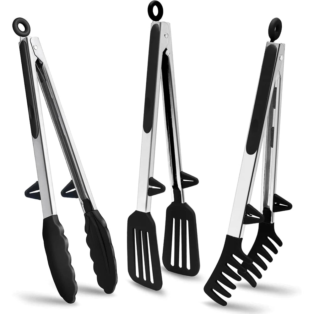 Hemasa  Silicone   Kitchen Tongs /Food Tongs Non Stick Cooking Serving Tongs For BBQ Salad Steak Pasta Spaghetti Noodles