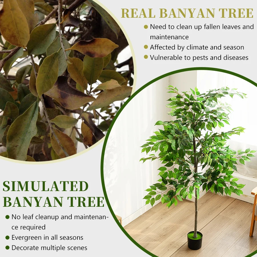 180CM Artificial Tree Artificial Banyan Tree Removable Fake Plant Potted Tree Artificial Ficus Tree For Christmas Room Decor