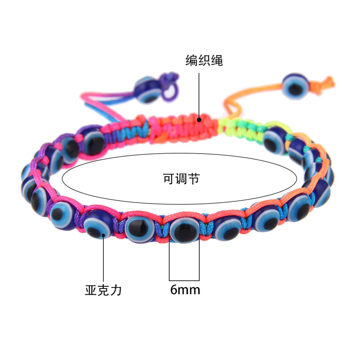 Turkish Lucky Evil Blue Eye Bracelets For Women Handmade Braided Colorful Thread Resin Eyes Prayer Bangle Bracelet Party Jewelry