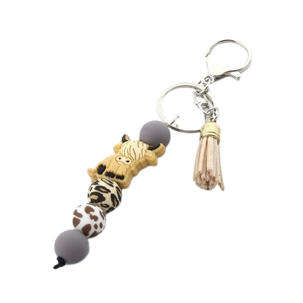 Hemasa  New Cartoon Silicone Cowboy Bead Pendant Keyring for women