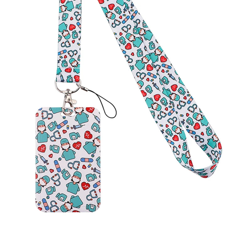 Dentist Doctor Nurse Cartoon Credential Neck Strap Lanyards Keychain ID Card Pass Hang Rope Lariat Key Chain Ring Badge Holder