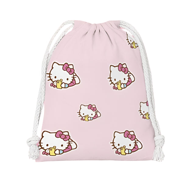 Hemasa drawstring hello kitty cartoon small bag storage bag