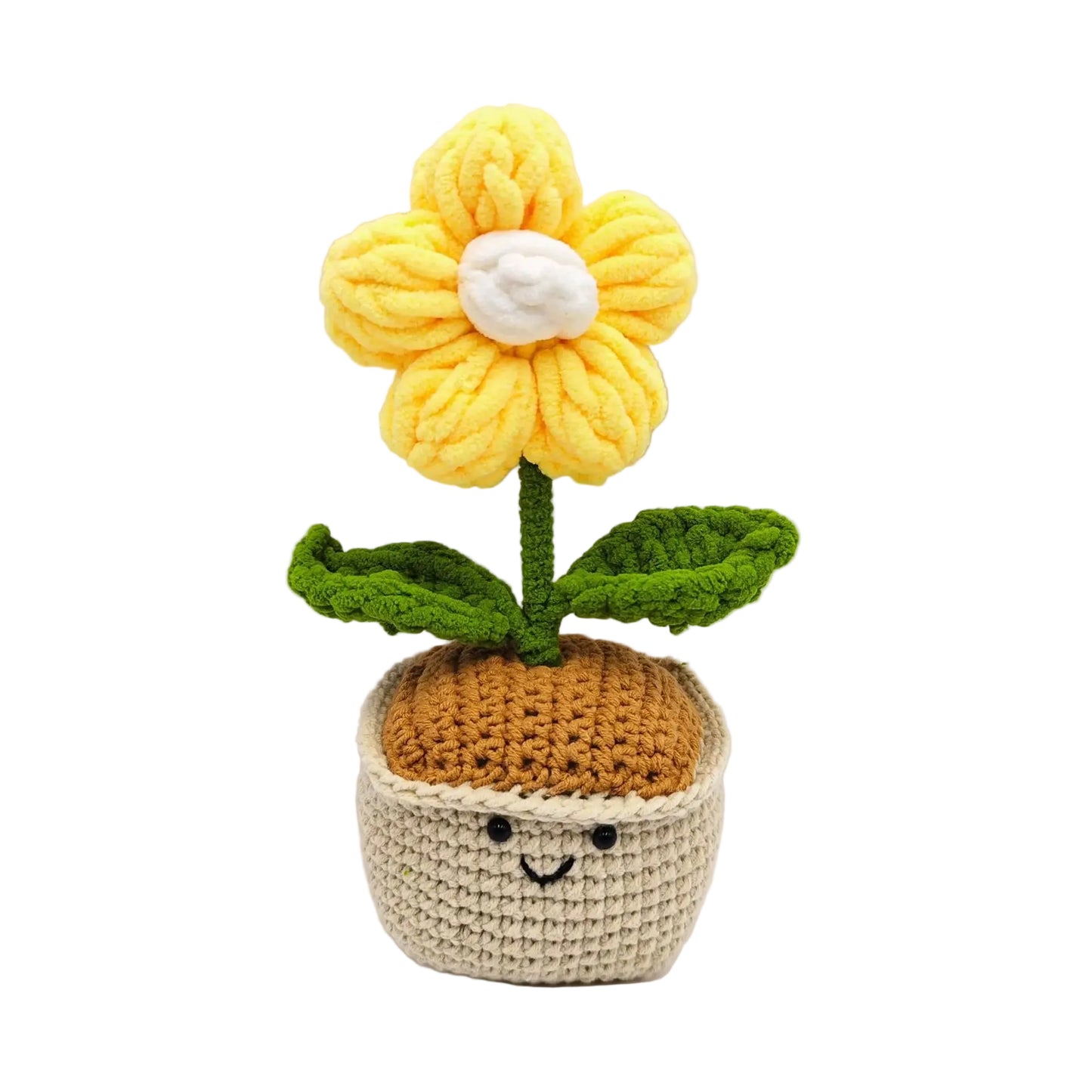 Hemasa  Crochet Puff Flower Potted Desk Decor /Handwoven Flower /Knitting Flowers /Bookshelf Decor /Halloween Gift