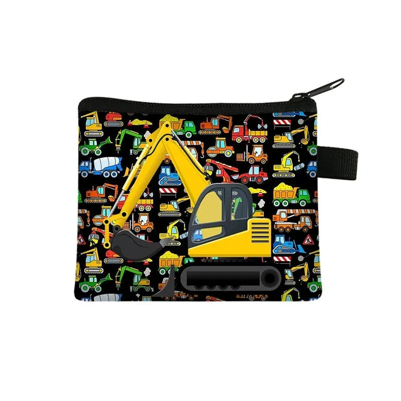 Tejesa Cartoon Coin Purse Keychain Zipper Pouch Kids Wallet Coin Bag Cute Excavator Purses and Handbags Small bag