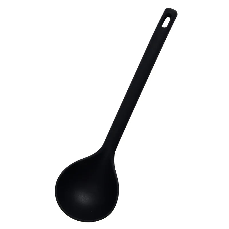 Large Thickened Silicone Soup Spoon Long Handle Ramen Noodles Bouillon Ladle Japanese Kitchen Tablespoons Tableware Kitchenware