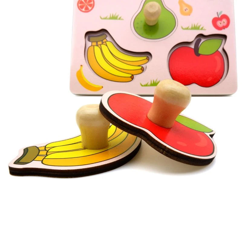 Hemasa Kids Montessori 3D Wooden Puzzle Hands Grab Child Puzzle Educational Learning Toys Baby Games Puzzles For Kids 1 2 3 Years Old
