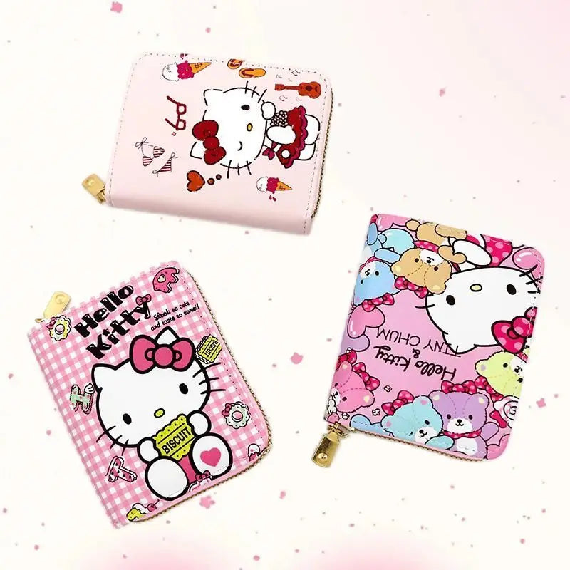 Hemasa Hello Kitty Wallet for Women/Small Short Wallets Zipper Coin Purse for Girls/Students