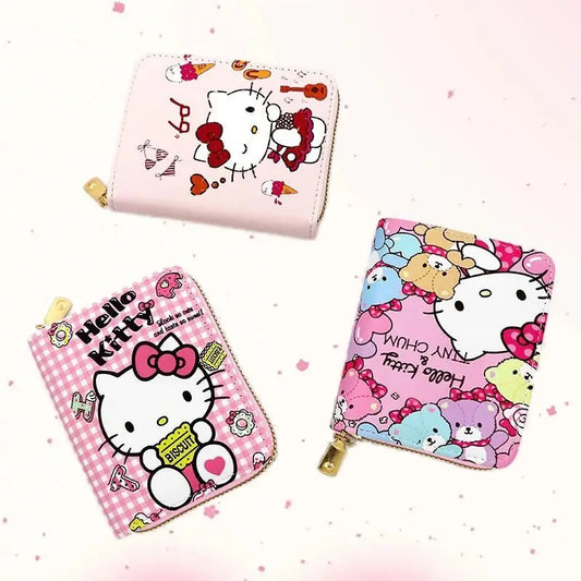 Hemasa Hello Kitty Wallet for Women/Small Short Wallets Zipper Coin Purse for Girls/Students