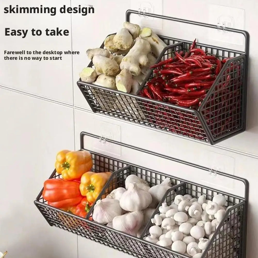 Tejesa Wall-mounted Kitchen Storage Basket  Partition Storage Rack for Kitchen Ingredients Sorting Storage Basket