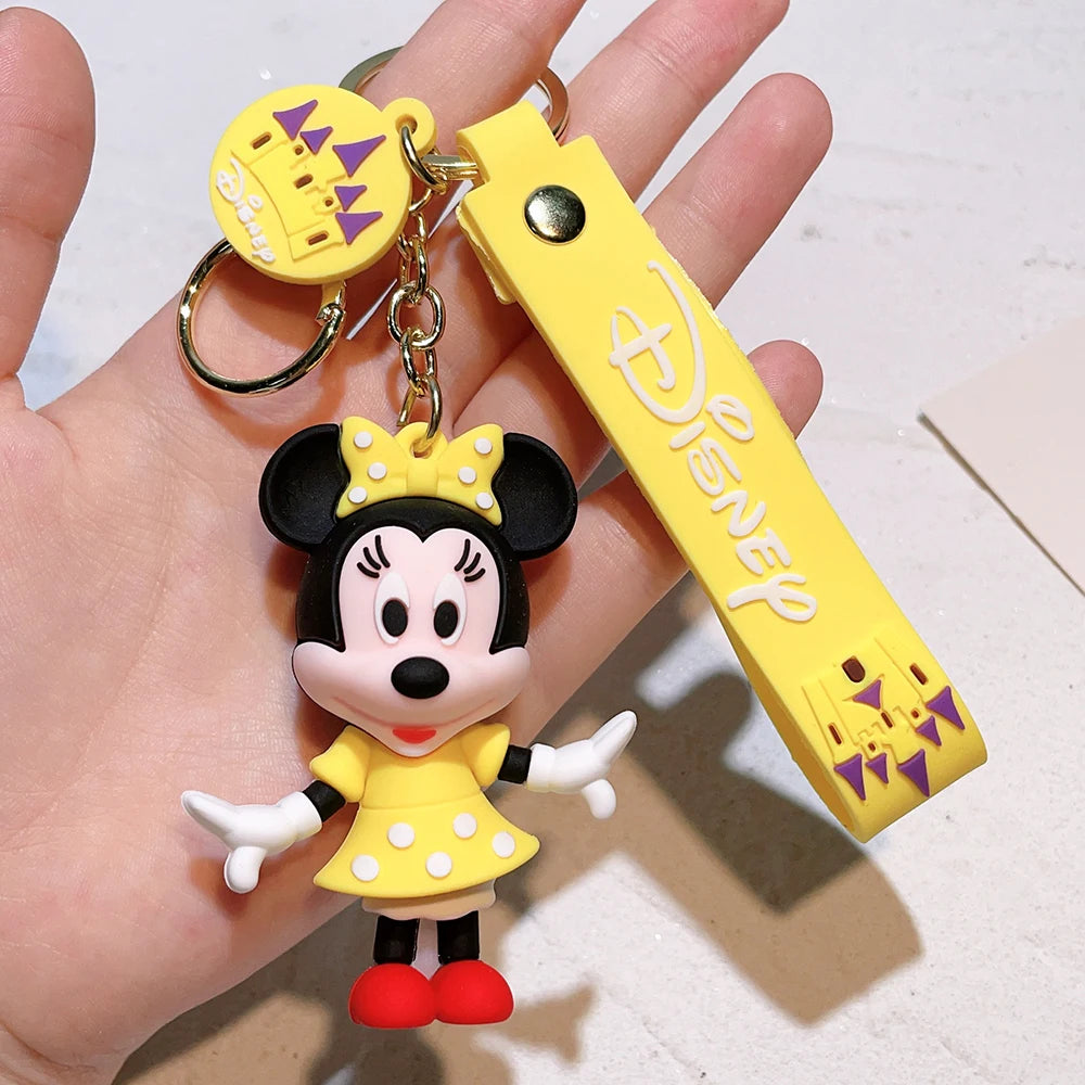 Disney Anime Mickey Keychain Cartoon Stitch Cute Minnie Keyring Student Bag Hanging All-match Car Key Chain Christmas Gifts
