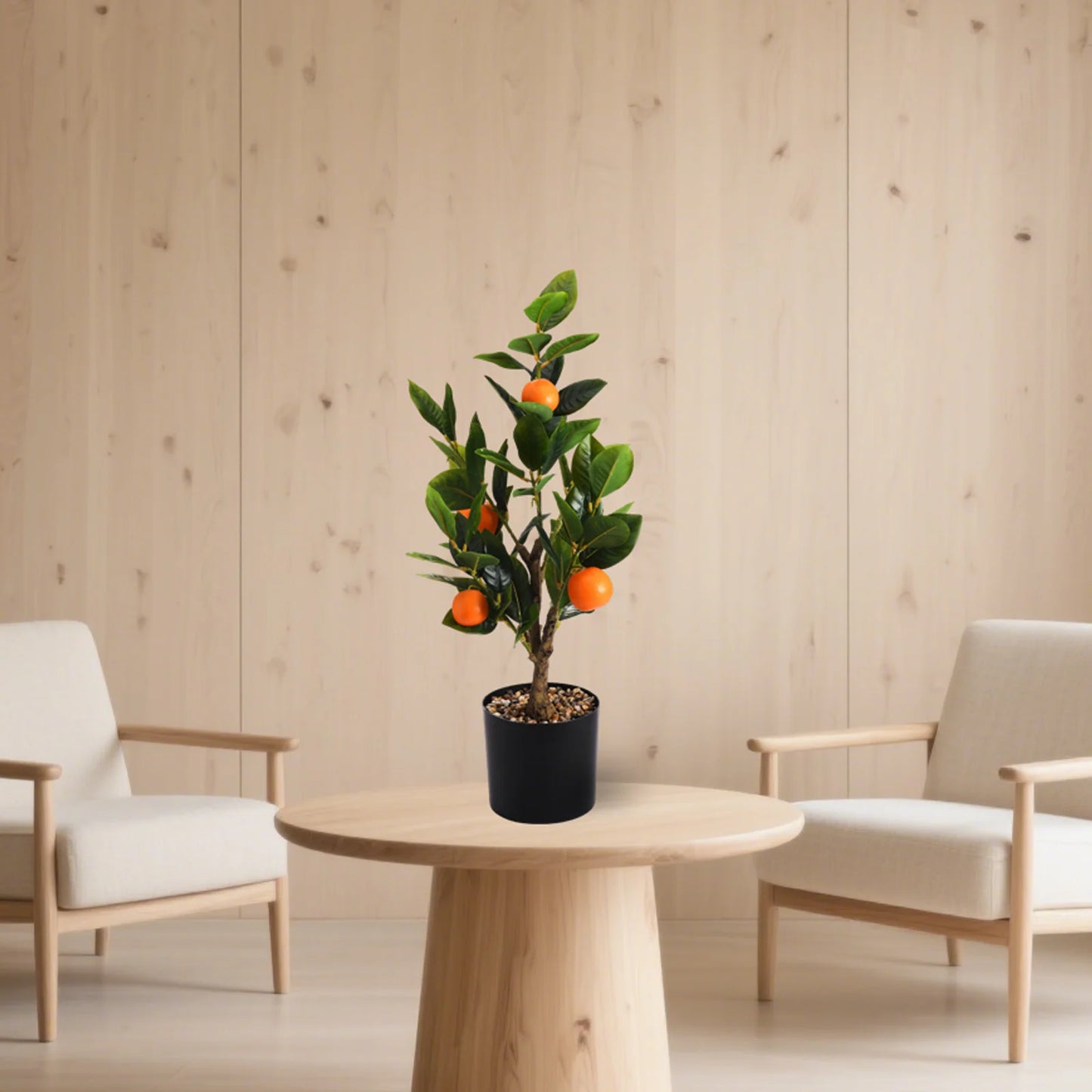 Tejesa Artificial Potted Plants Fake Orange Tree Artificial Citrus Fruit Plant with Black Pot Faux Plants Indoor Decor
