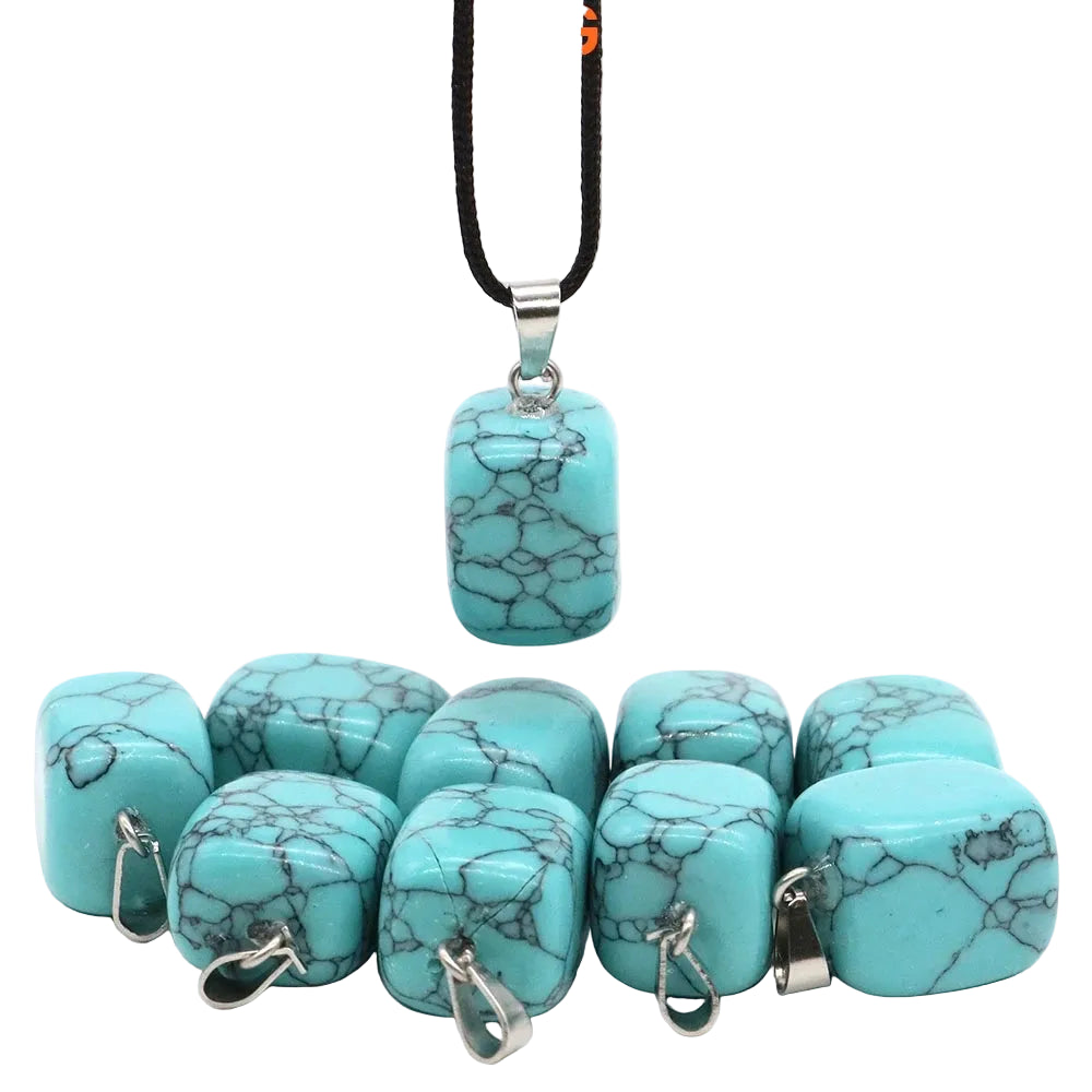 Natural Healing Irregular Tumble Stone Necklace Reiki Mineral Rose Quartz Tiger Eye Pendants for Women Men Jewelry Making Gifts