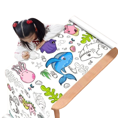 Hemasa 12/6/3M Children's Drawing Roll DIY Graffiti Scroll Color Filling Paper Painting Coloring Paper Roll for Kids Educational Toys