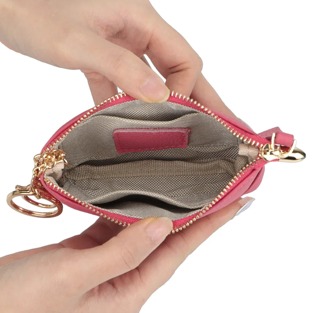 URBAN MASTER Coin Purse for Women Genuine Cow Leather Change Pouch Fashion Simple Storage Bag Small Wallet with Keychain 1547