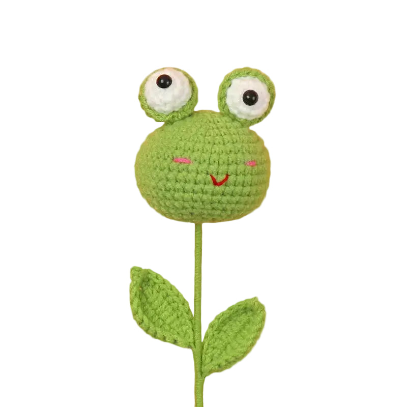 Hemasa 3Pcs Animal Crochet Bouquet Cute Cartoon Hand-knitted Artificial Flowers