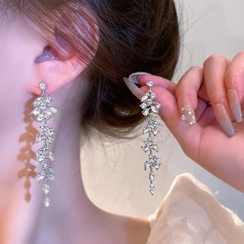 Hemasa Crystal Zircon Long Earrings for Women