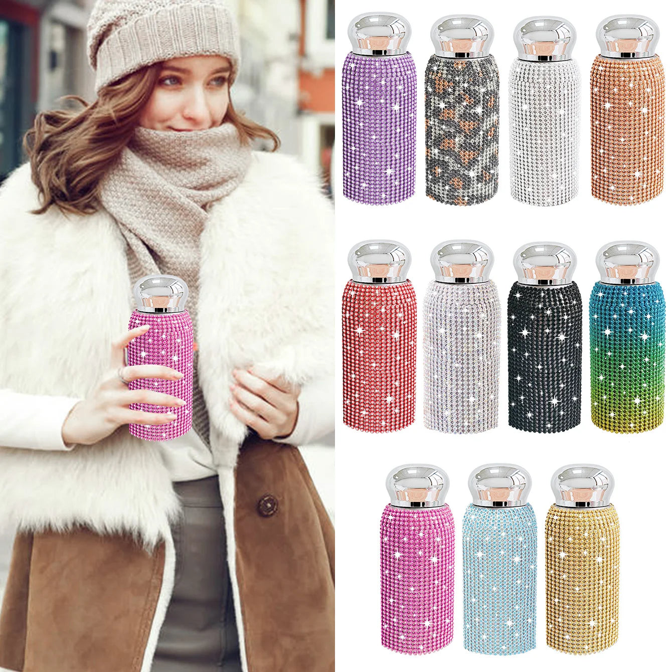6oz Shine Insulation Cup Sparkling Stainless Steel Liner Coffee Vacuum Cup Flask Gift Portable Pocket Cup