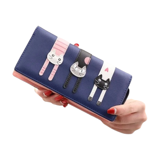 Hemasa Ciue Women  Leather Wallet Cute Cat Card Holder/ Mobile Phone Bag '/ong Clutch Coin Purse for Kids Girls