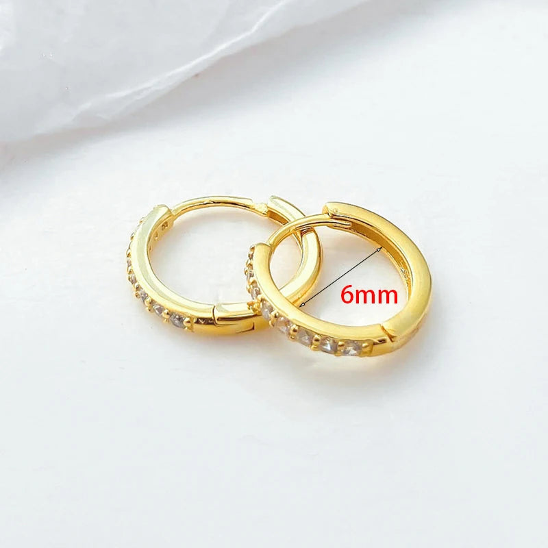 Korean Stainless Steel Round Circle Small Hoop Earrings Women Multicolor Zircon Minimal Punk Cartilage Earring Piercing Jewelry