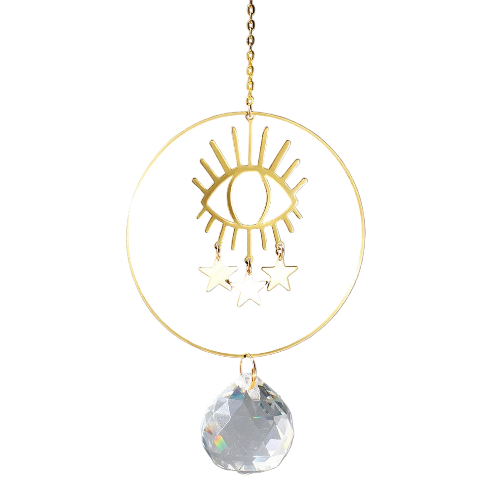 Hemasa Crystal Suncatcher Rainbow Prism Moon Sun Catcher Garden Decoration/ Outdoor Suncatchers Window Hanging Moon Crystal Decoration