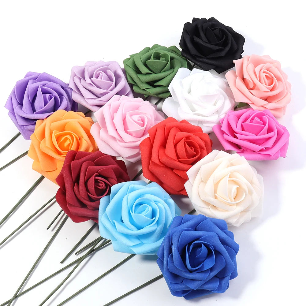 Tejesa 5/10/20Pcs Artificial Foam Rose Flowers 7.5cm PE Simulation Roses Fake Flower Bouquet for DIY Home Wedding Party Dceor Material