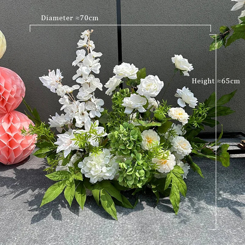 Romantic Purple Rose Hydrangea Aisle Floor Flower Wedding Backdrop Arch Decor Hang Floral Row Table Centerpieces Ball Party Prop