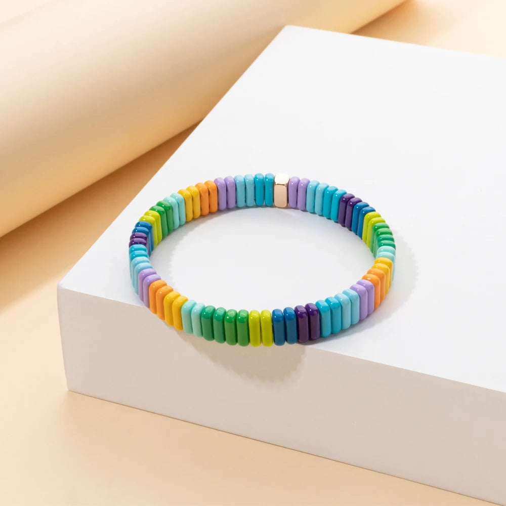 Tejesa  2X8MM Colorful  Rectangle Tile Beads Bracelets for women/Girls