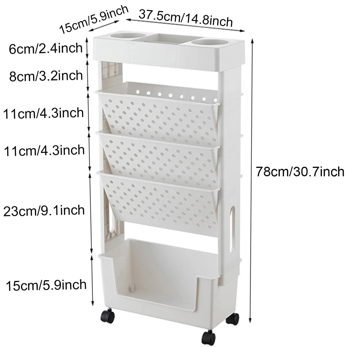 1pc 5 Tier Book Rack Storage Bookshelf, Multilayer Capacity Rotatable Removable Plastic Practical Rolling Organization