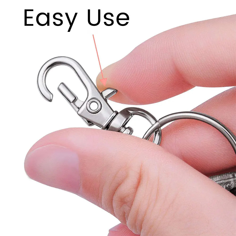 Tejesa 200/25pcs Swivel Lobster Clasp Keychain Stainless Steel Lanyard Snap Hook Snap Buckle Jewelry Making DIY Craft Hang Rope Chain