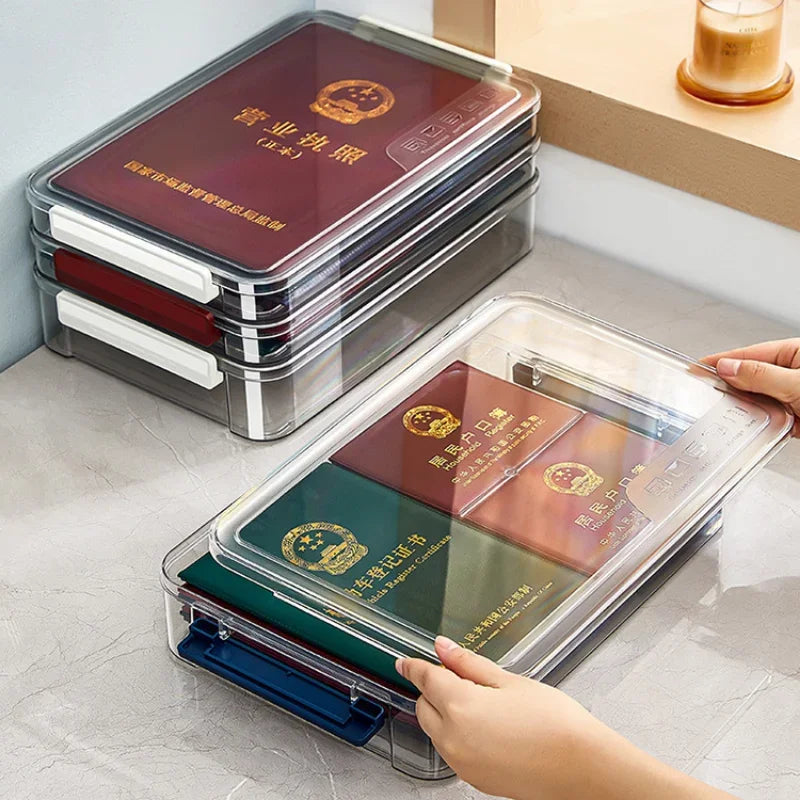 Hemasa A4 Transparent Storage Box Portable Plastic Large Capacity Document Stationery Jewelry Storage Cases