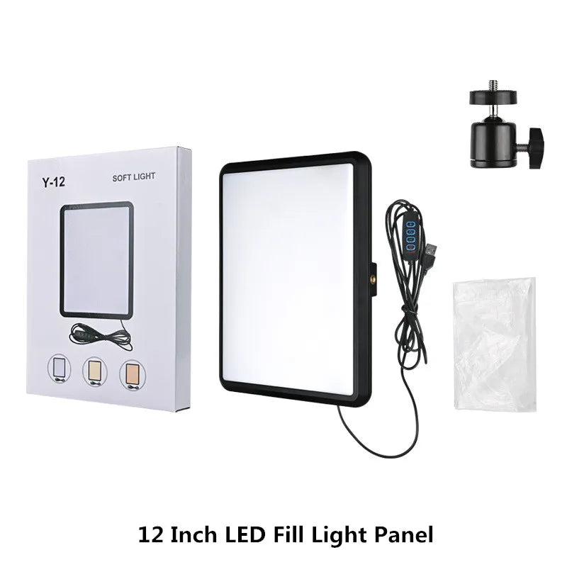Tejesa 8/12 Inch LED Photography Video Panel Light Photo Studio Lighting Kit For Shoot Live Streaming Youbube With Tripod Stand
