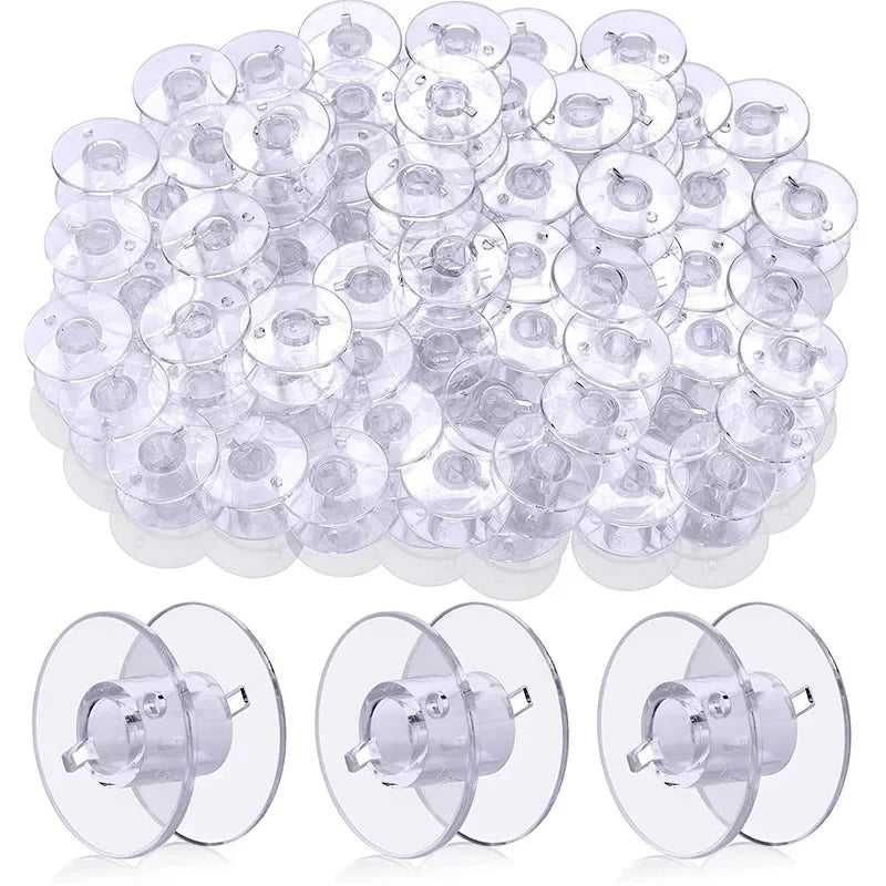 Tejesa 25Pcs Clear Sewing Machine Bobbins Spools Empty Bobbins Spools Plastic Storage Box For Household DIY Sewing Accessories Tools
