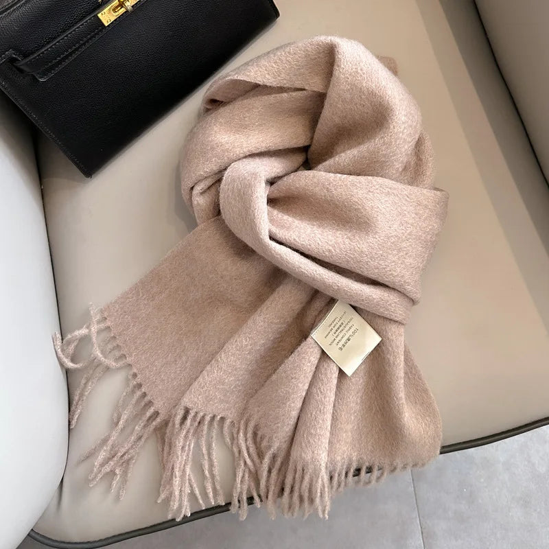 China Red Pure Wool Scarf Women's Autumn and Winter Warm Mother Scarf Light Luxury High-end Fringed Shawl