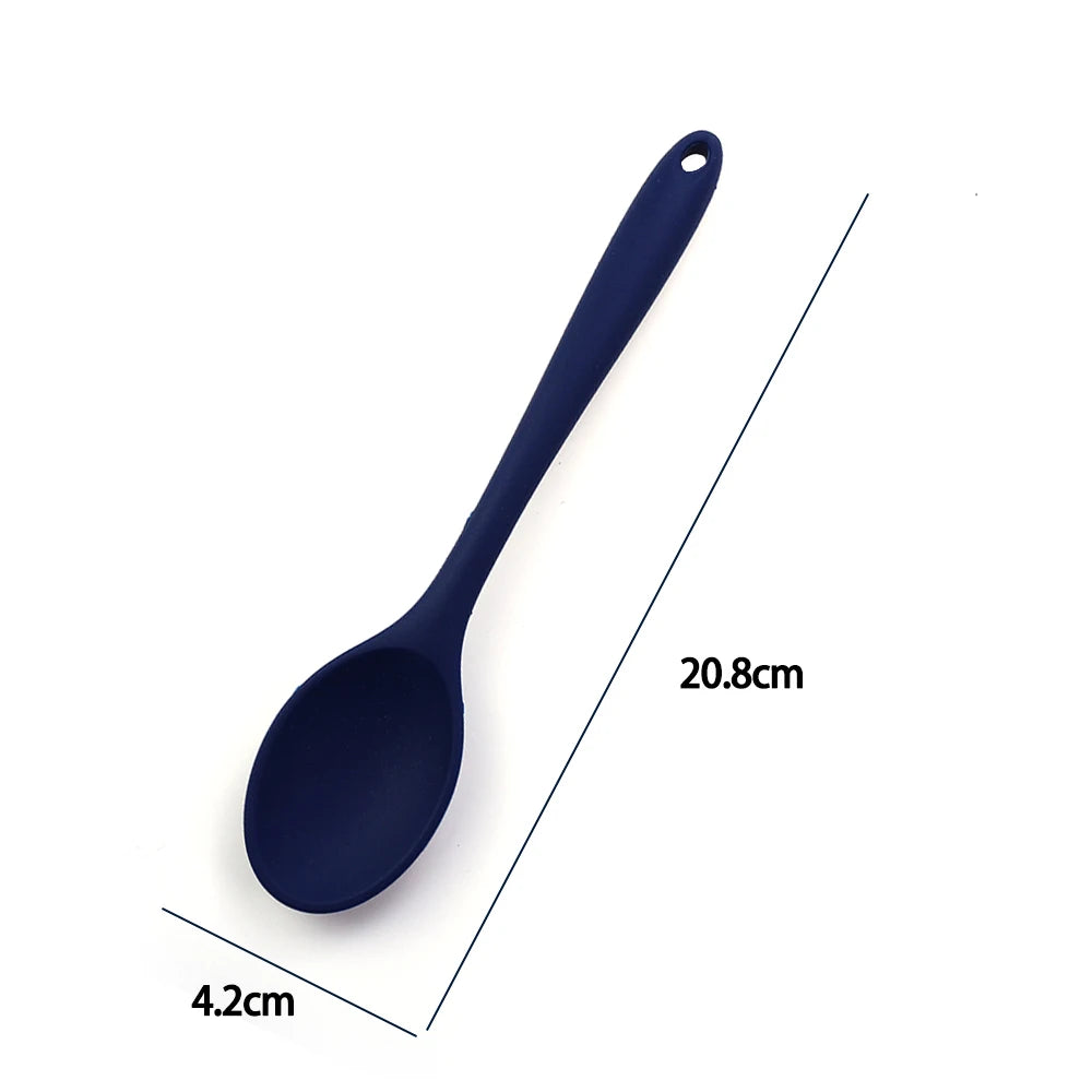 Hemasa  1Pc Soft Silicone Spoon Stirring  Long Handle Tableware Cooking Utensils Ladle Kitchen Accessories
