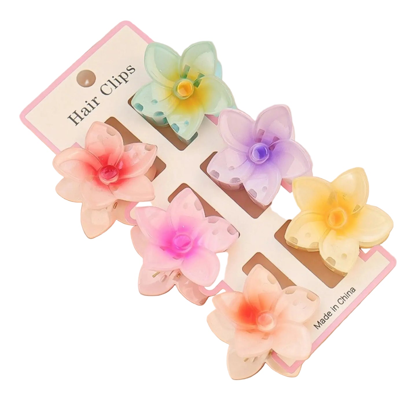 Tejesa 1set/lot 6 pieces of small hibiscus hair clip with gradient color, seaside vacation hair bun magic tool.