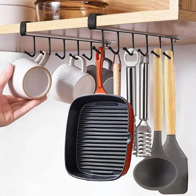 1pcs Kitchen Shelf Storage Clothes Hanging Organizer Cup Holder Glass Mug Holder 6 Hooks Storage Rack Kitchen Accessories