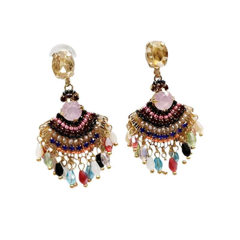 Hemasa Colorful Beaded  Long Earrings for Women