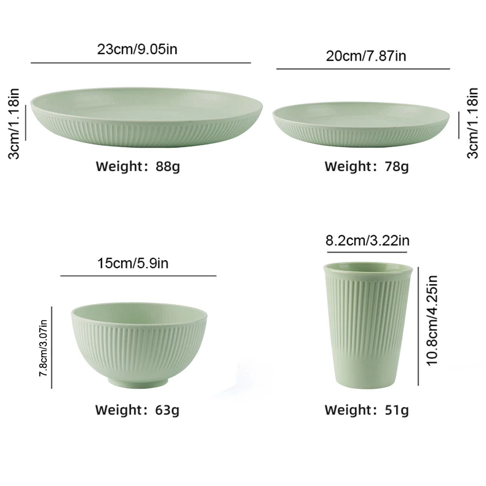 4/16Pcs Wheat Straw Ramen Bowl Tableware Dishes Full Tableware Of Plates Bowl Dinner Dishes Set Camping Tableware Dishes Set