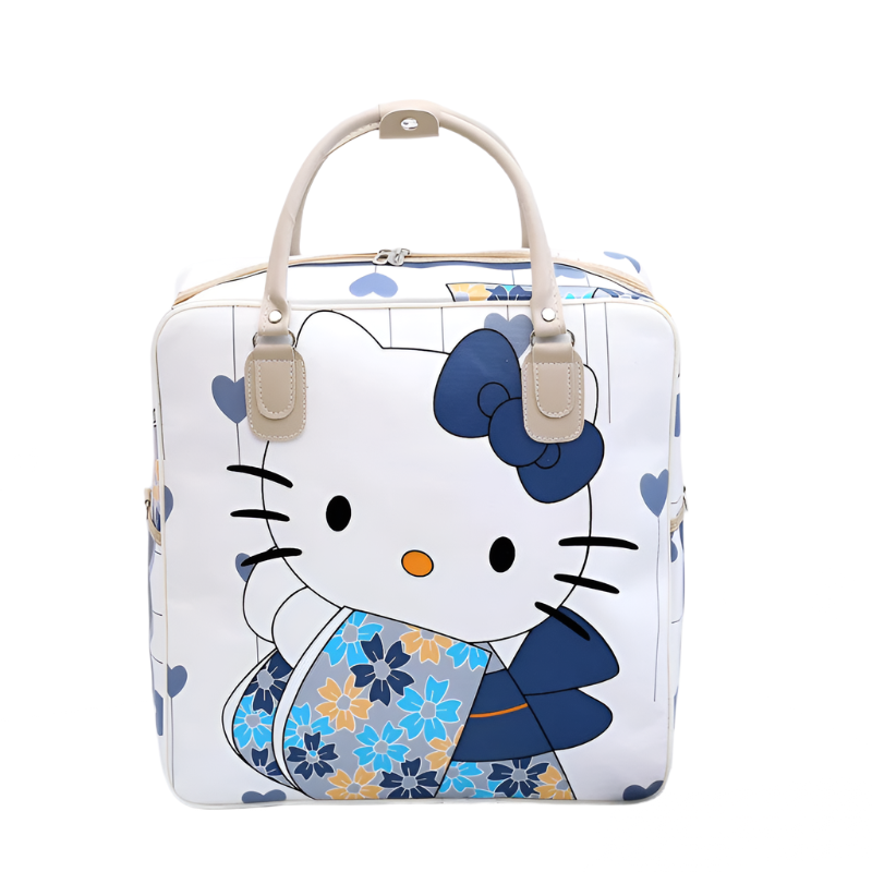 Hemasa Hello Kitty Cartoon Travel Bag Women's Portable Girls Luggage Bags PU High Capacity Sanrio Kawaii Purses and Handbags Printed
