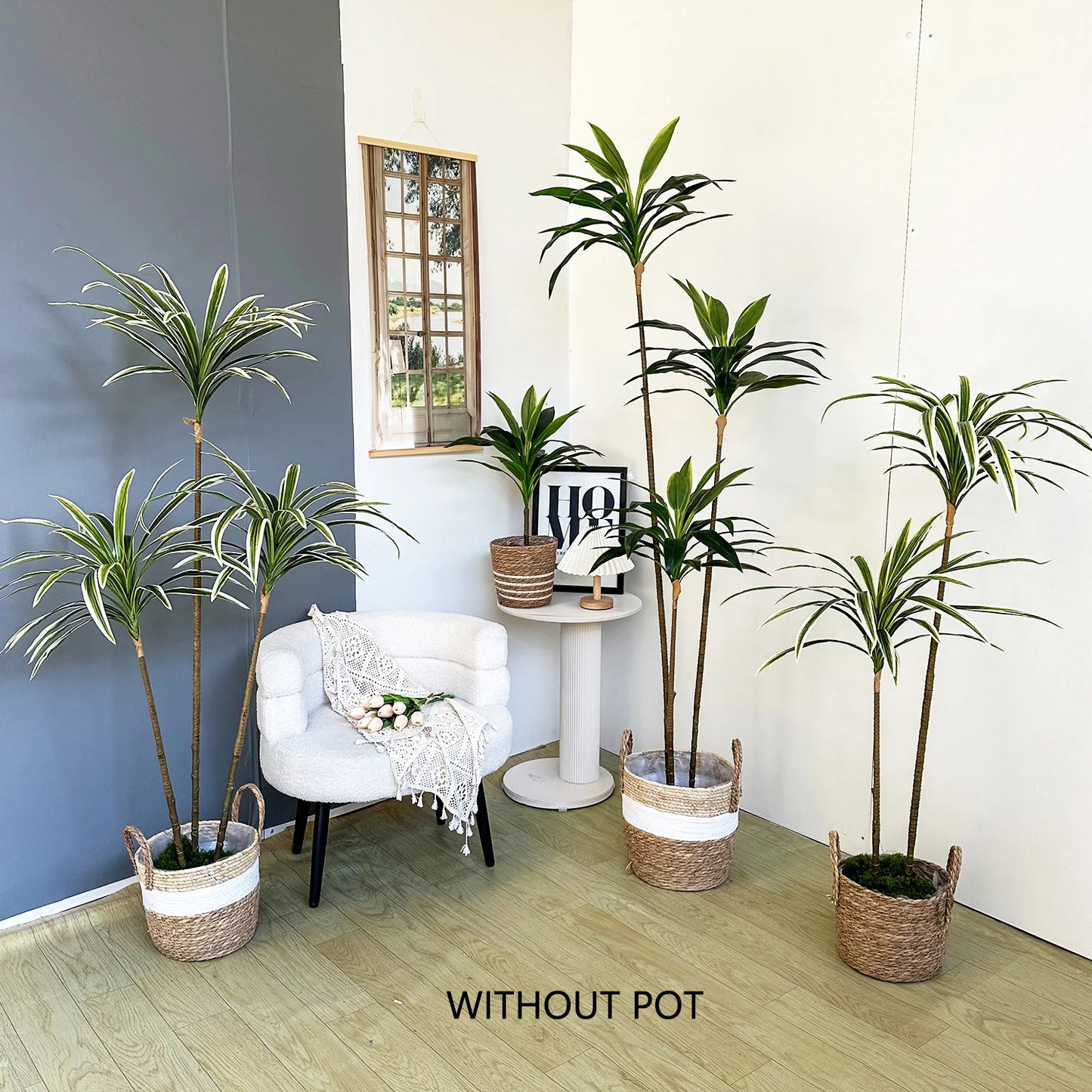 Tejesa 50-225CM Artificial green Dracaena plant tree indoor outdoor ornament fake plant for Home garden Room wedding decor halloween