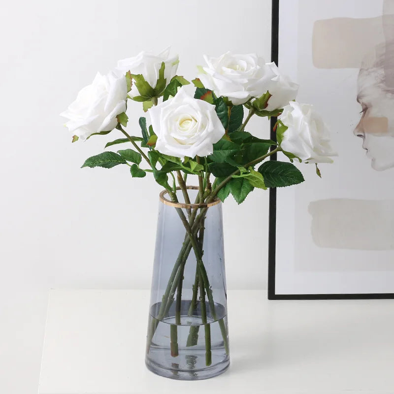 Tejesa Real Touch Artificial Rose Flowers  for Home Decor /White Pink Fake Latex Roses Flower Wedding Party Decoration Valentine's Gift