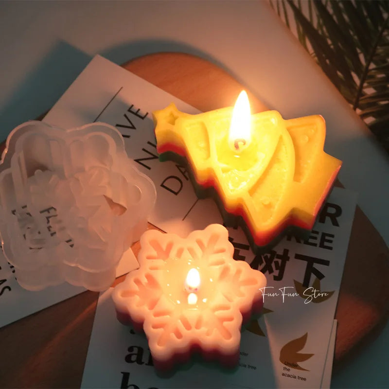 DIY Christmas Snow Candle Silicone Mold Creative Christmas Tree Plaster Aromatherapy Decor Gypsum Drop Glue Mold Holiday Gift
