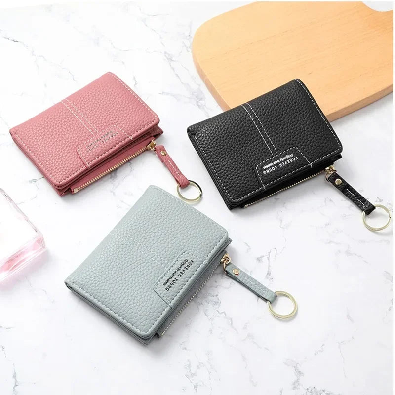 Hemasa  PU Leather Female Purse Mini Card Holder/ Coin Short Wallets Slim Small Purse