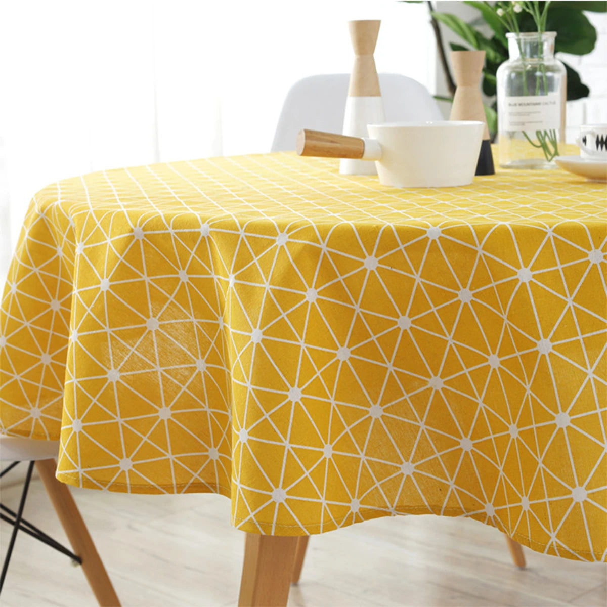 Linen Round Tablecloth Table Cloth Decorative Dust-Proof Table Cover Washable 120/150cm for Dinner Party Wedding Party Decor
