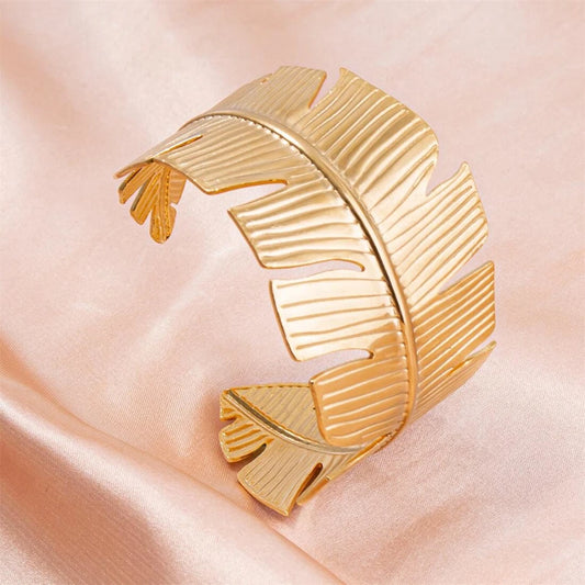 Ethnic Large Opening Width Bangles for Women 2023 Fashion Metal Leaves Bangles Jewelry Simple Girls Cuff Bracelet Gifts Jewelry